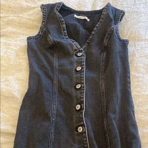 Sleeveless Denim Button-Down Dress